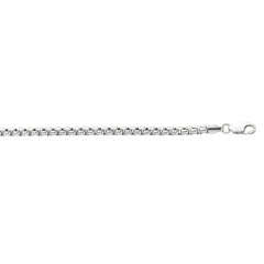 White Sterling Silver Polished Round Box Necklace