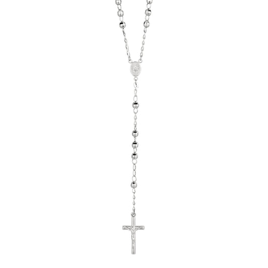 White Sterling Silver Diamond Cut/ Textured Religious Fashion Necklace
