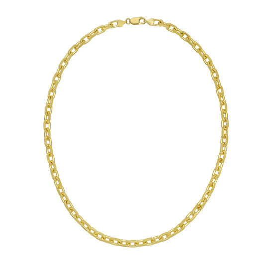 Yellow Sterling Silver Polished Gold Plated French Cable Necklace