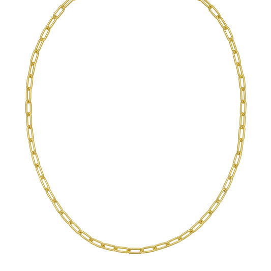 Yellow Sterling Silver Polished Paperclip Necklace