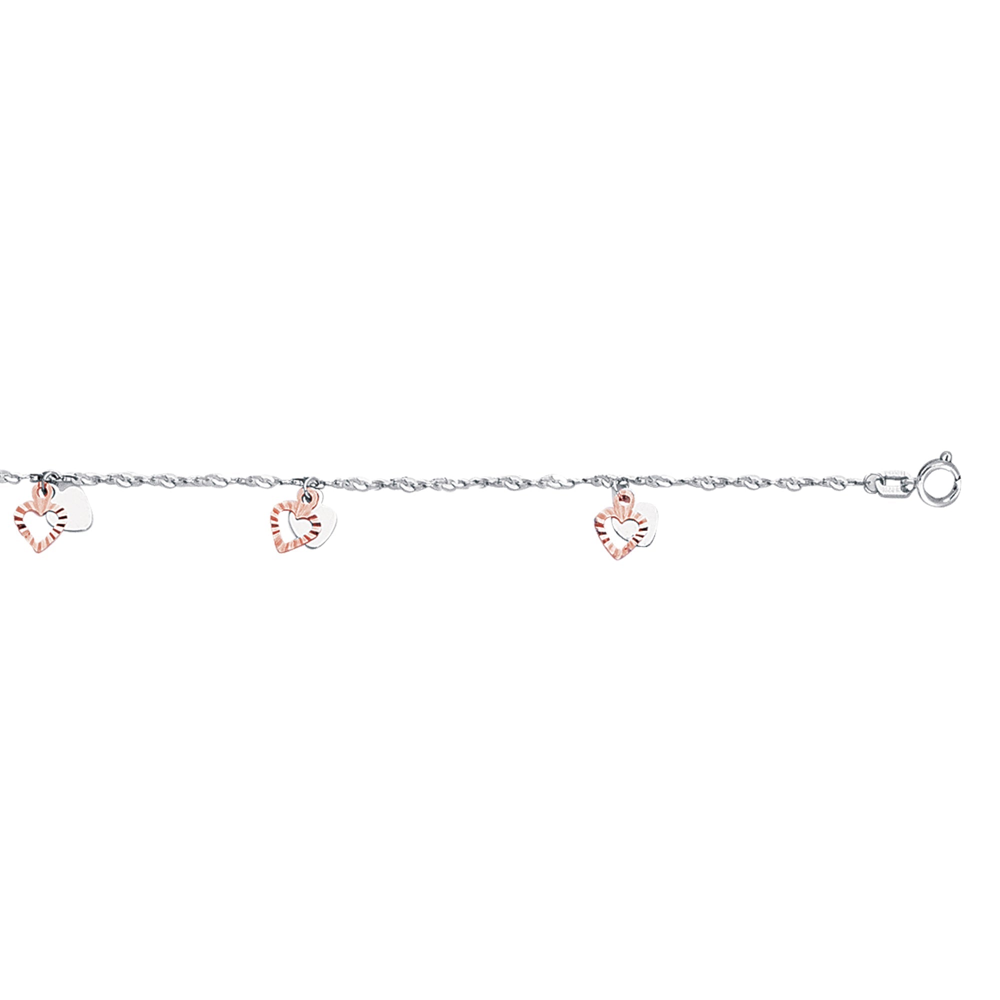 Parkplace Jewelers 14k-two-tone-gold-dangle-heart-anklet-ank137
