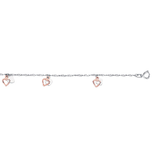 Parkplace Jewelers 14k-two-tone-gold-dangle-heart-anklet-ank137