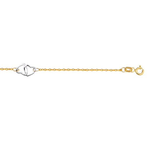 Parkplace Jewelers 14k-two-tone-gold-interlocking-heart-anklet-ank176
