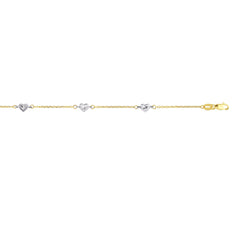 Parkplace Jewelers 14k-two-tone-gold-heart-station-anklet-ank186