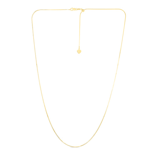 Yellow Gold Diamond Cut/ Textured Adjustable Octagon Snake Necklace