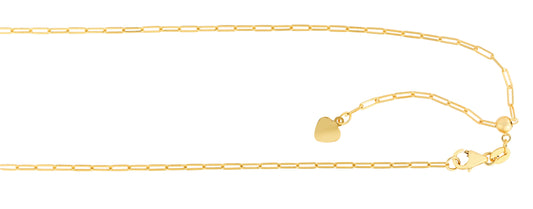 Yellow Gold Polished Adjustable Paperclip Necklace