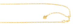 Yellow Gold Polished Adjustable Paperclip Necklace