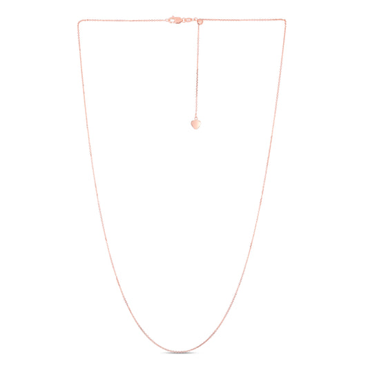 Rose Gold Diamond Cut/ Textured Adjustable Cable Necklace