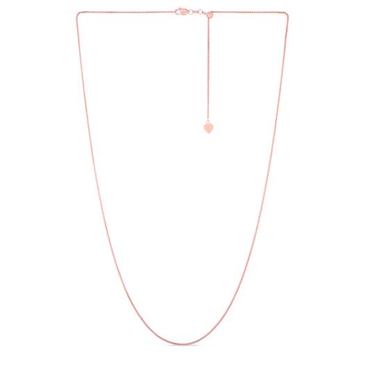 Rose Gold Diamond Cut/ Textured Adjustable Round Wheat Necklace