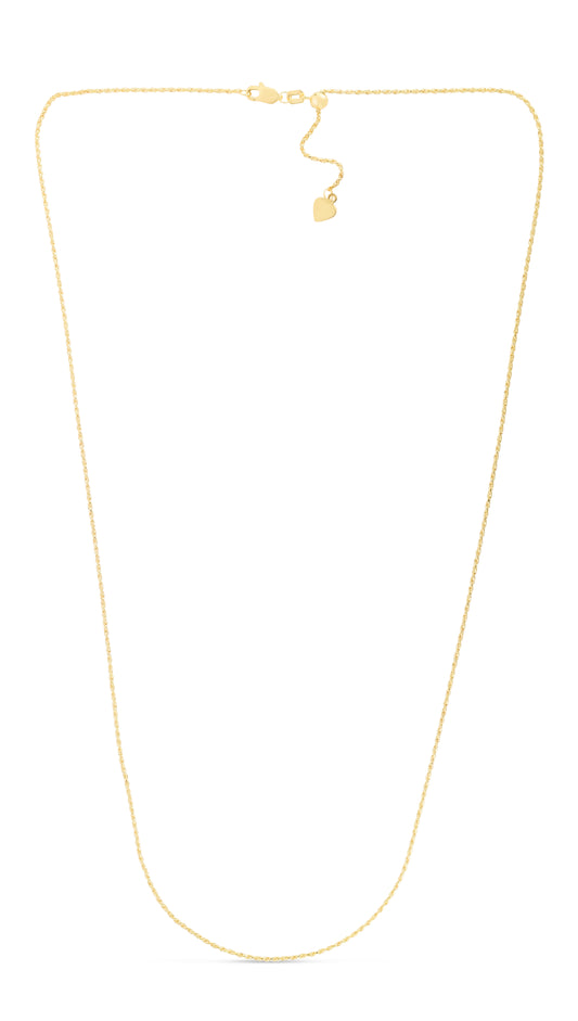 Yellow Gold Diamond Cut/ Textured Adjustable Diamond Cut Royal Rope Necklace