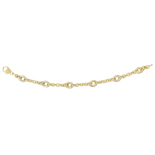 Royal Chain 14K Gold Oval Station Heritage Link Bracelet AUF1017