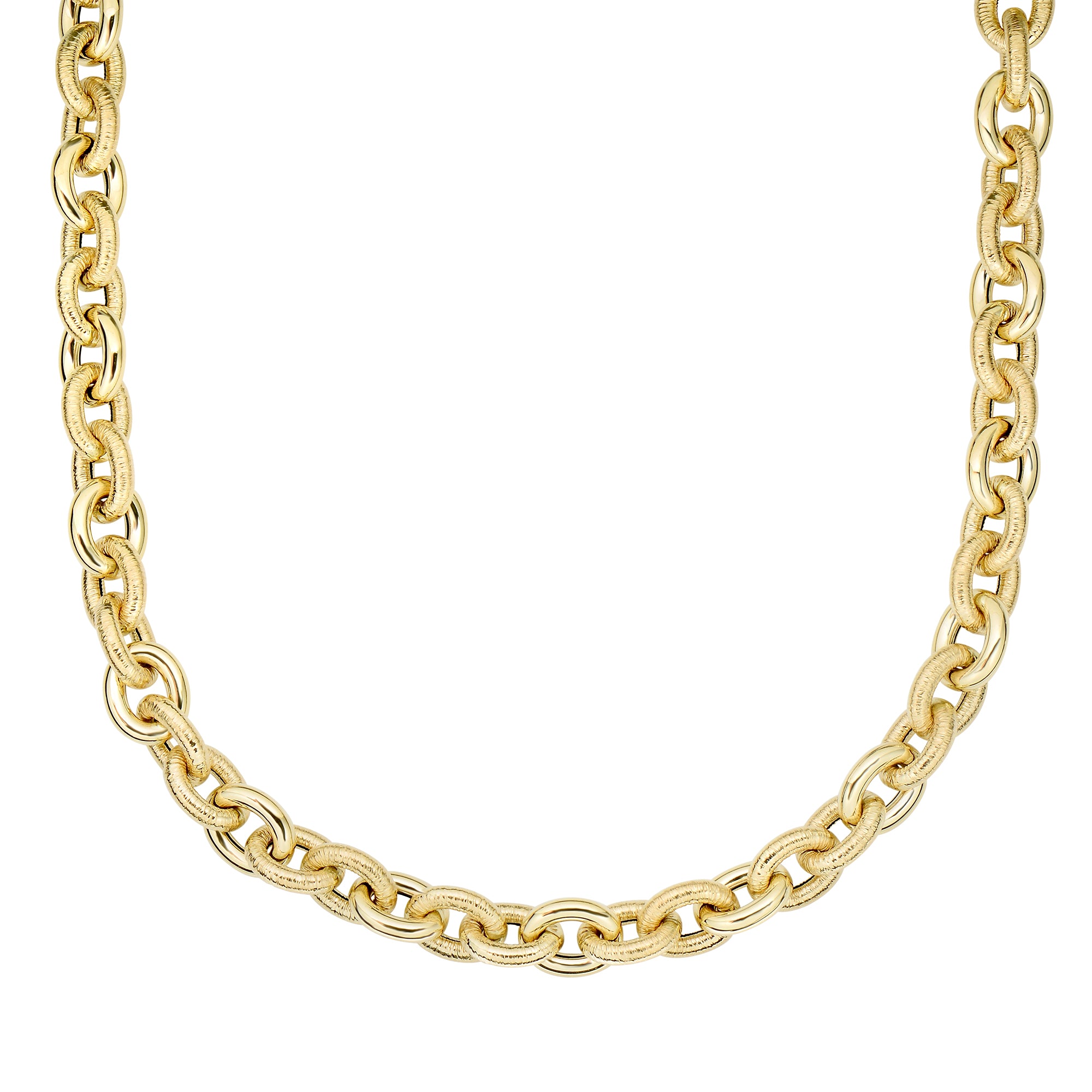 Royal Chain 14K Gold Alternating Oval & Textured Heritage Link AUF1023