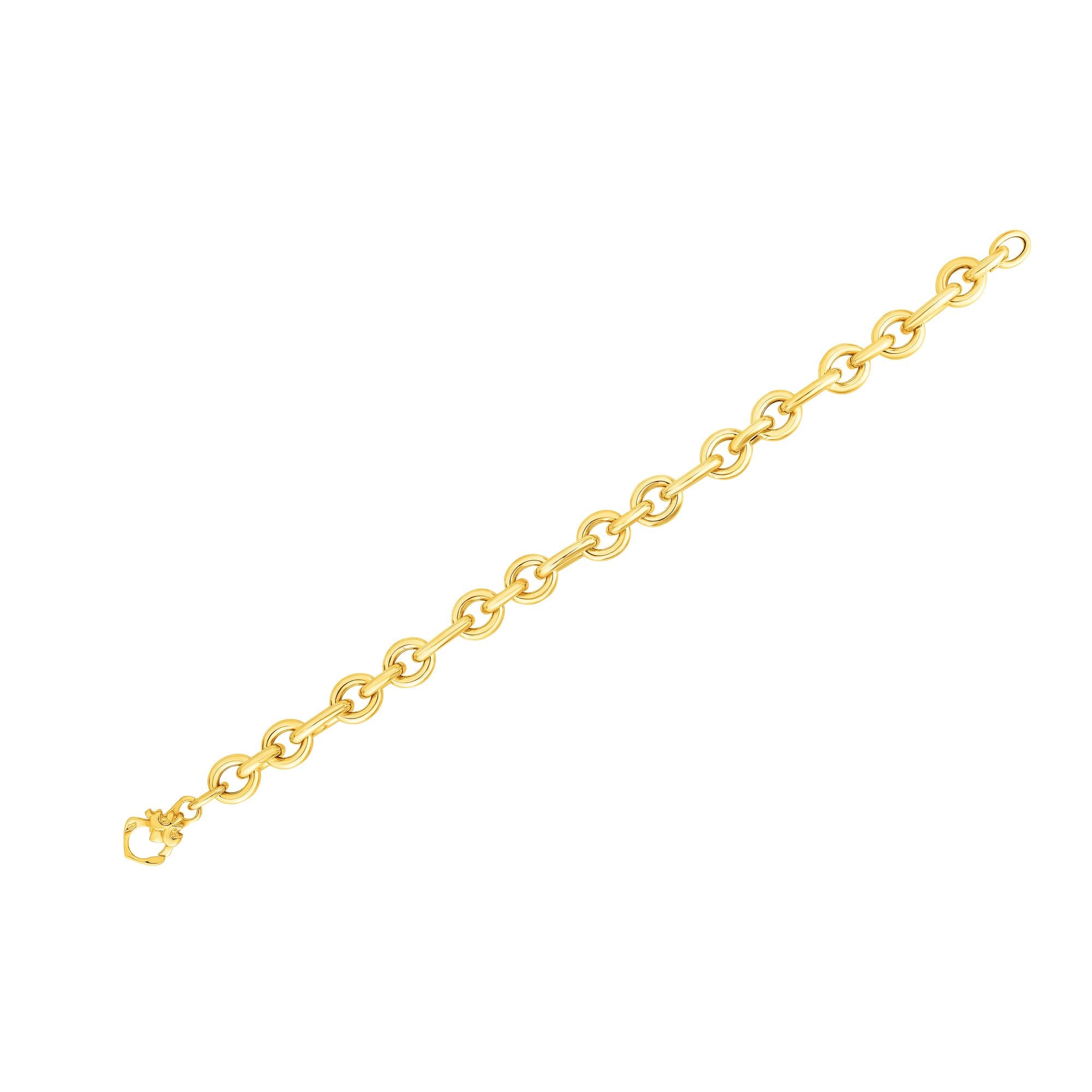 Royal Chain 14K Gold Three Round & One Oval Heritage Link Bracelet AUF1076