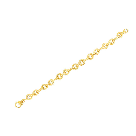 Royal Chain 14K Gold Three Round & One Oval Heritage Link Bracelet AUF1076