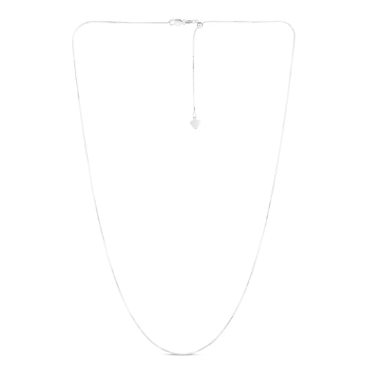White Gold Diamond Cut/ Textured Adjustable Octagon Snake Necklace