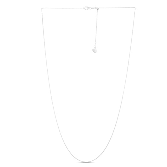 White Gold Polished Adjustable Cable Necklace