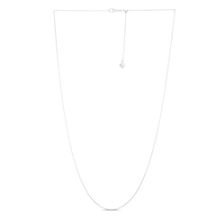 White Gold Polished Adjustable Cable Necklace