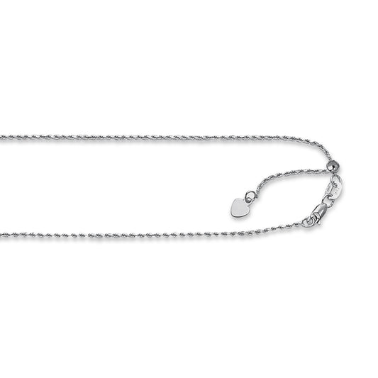 White Gold Diamond Cut/ Textured Adjustable Diamond Cut Royal Rope Necklace