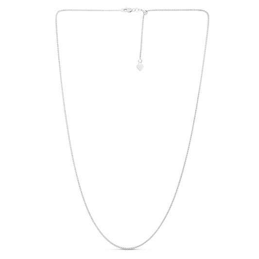 White Gold Diamond Cut/ Textured Adjustable Popcorn Necklace