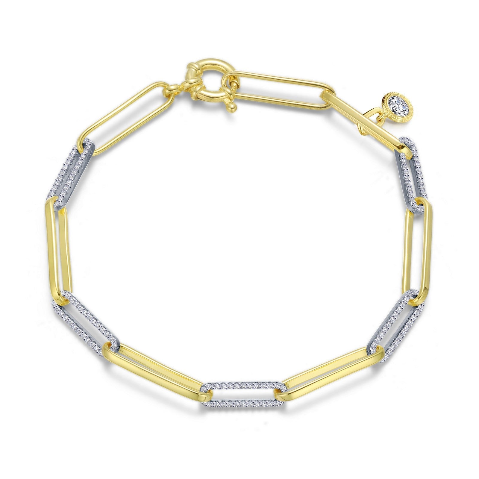 LAFONN 1.65 CTW 2-Tone Paperclip Bracelet B0168CLT75