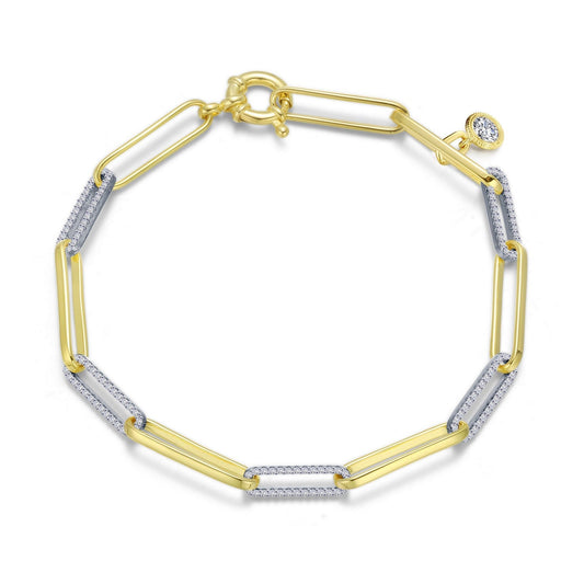 LAFONN 1.65 CTW 2-Tone Paperclip Bracelet B0168CLT75