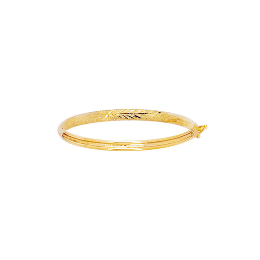 Parkplace Jewelers 14k-yellow-gold-filagree-pattern-with-florentine-finish-childrens-bangle-ban4b