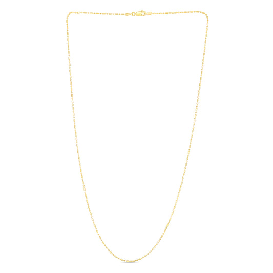 Yellow Gold Diamond Cut/ Textured Diamond Cut Bar & Bead Necklace
