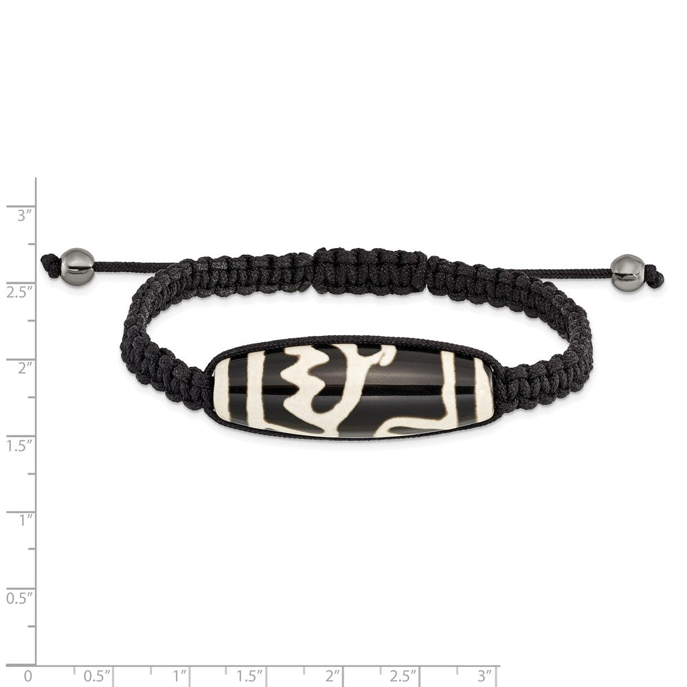 11x38mm Tibet Eye Agate w/Hematite Beads Black Cord Bracelet BF2113
