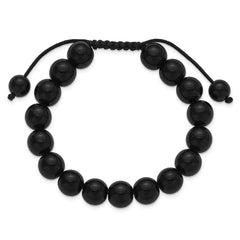 Onyx Beads on Black Polyester Cord Adjustable Bolo Bracelet BF3398