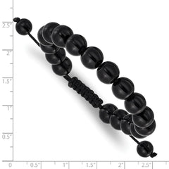 Onyx Beads on Black Polyester Cord Adjustable Bolo Bracelet BF3398
