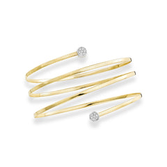 Royal Chain 14K Gold Diamond Omega Coil Wrap Bangle BG2239