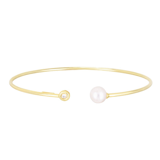 Parkplace Jewelers 14k-diamond-and-pearl-bangle-bg3368