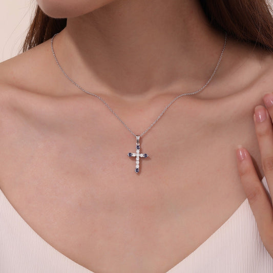 LAFONN September Birthstone Cross Necklace BP007SAP20