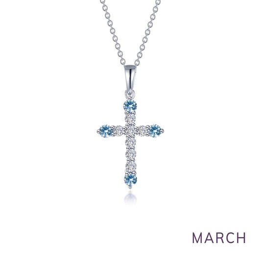 LAFONN March Birthstone Cross Necklace BP007AQP20