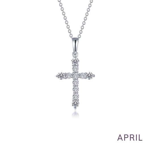 LAFONN April Birthstone Cross Necklace BP007DAP20