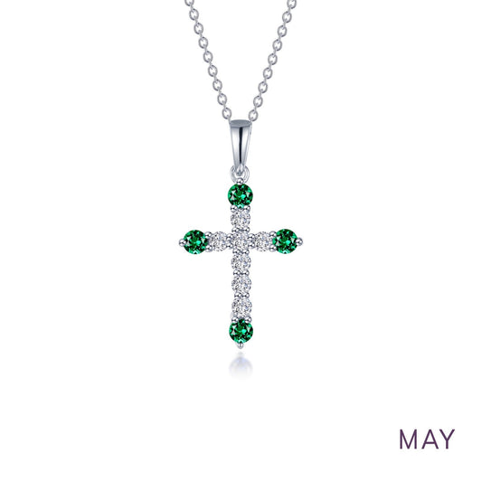 LAFONN May Birthstone Cross Necklace BP007EMP20