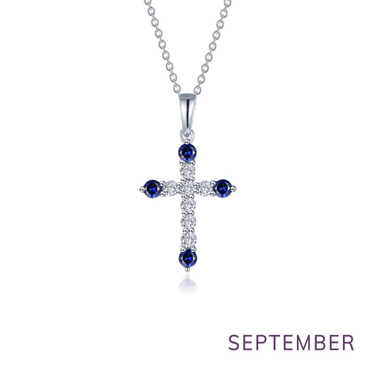 LAFONN September Birthstone Cross Necklace BP007SAP20