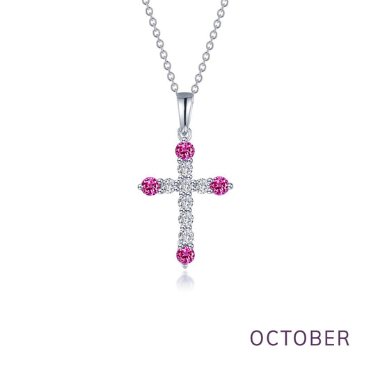 LAFONN October Birthstone Cross Necklace BP007TMP20