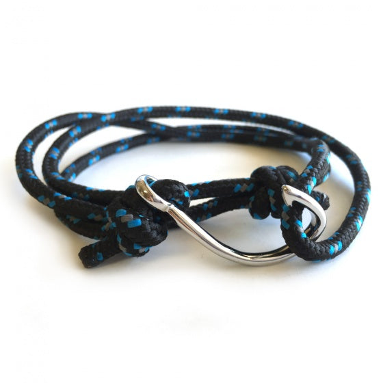 MClip Black Cord with Polished Hook Bracelet BR-CRD-PLHK