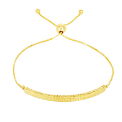 Royal Chain 14K Gold Curved Bar Friendship Bracelet BRC1463