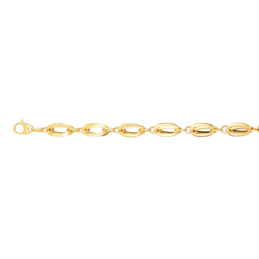 Royal Chain 14K Gold Double Elongated Oval Link Bracelet BRC1640