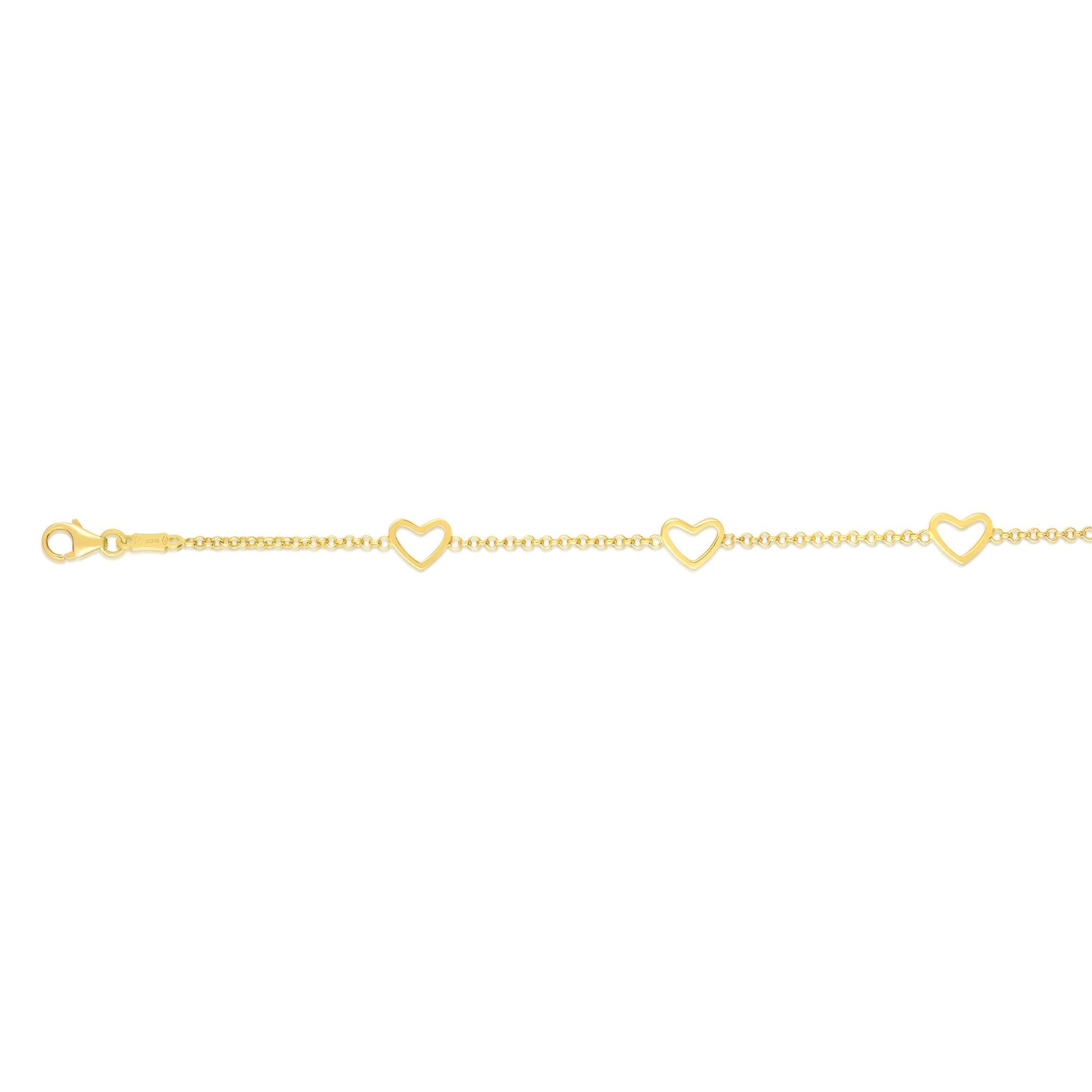 Royal Chain 14K Gold Open Heart Bracelet BRC3558