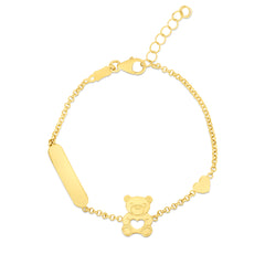 Royal Chain 14K Gold Teddy Bear ID Bracelet BRC3559