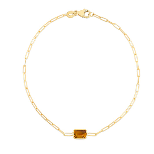 Royal Chain 14K Citrine Paperclip Bracelet C15466