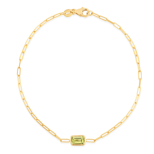 Royal Chain 14K Peridot Paperclip Bracelet C15469