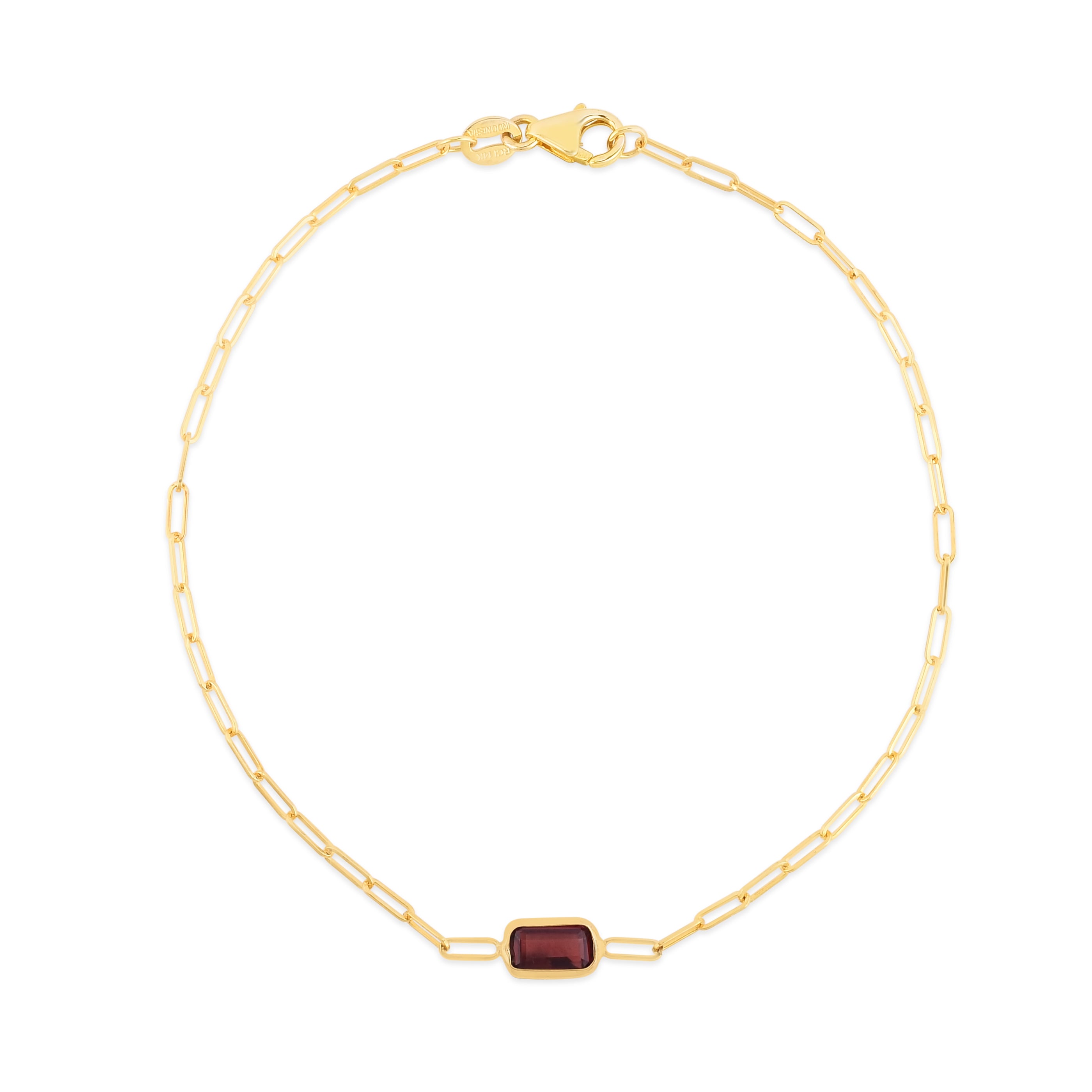 Royal Chain 14K Garnet Paperclip Bracelet C15470