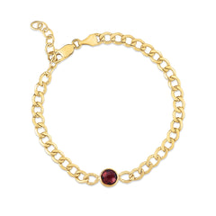 Royal Chain 14K Garnet Curb Chain Bracelet C15475