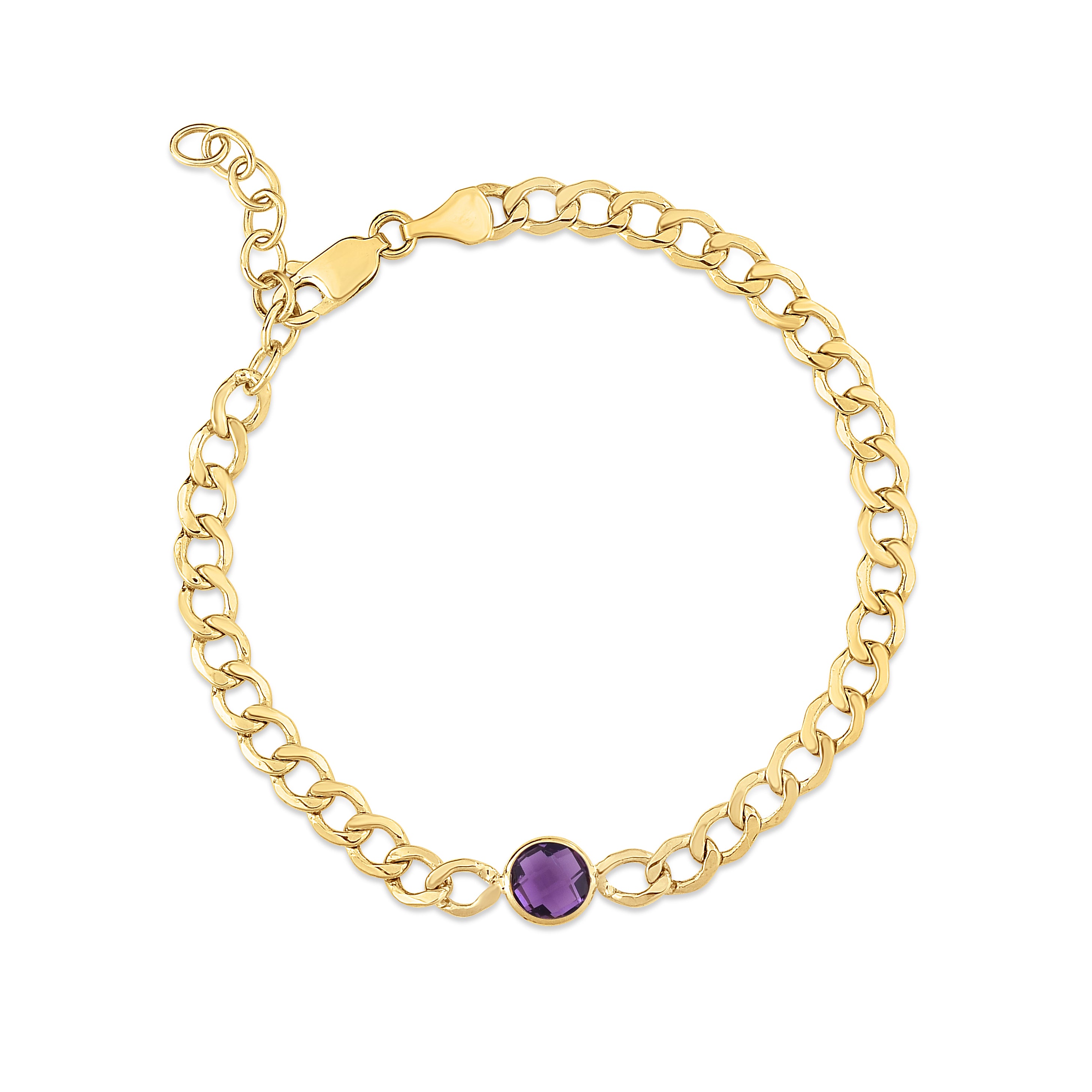 Royal Chain 14K Amethyst Curb Chain Bracelet C15476