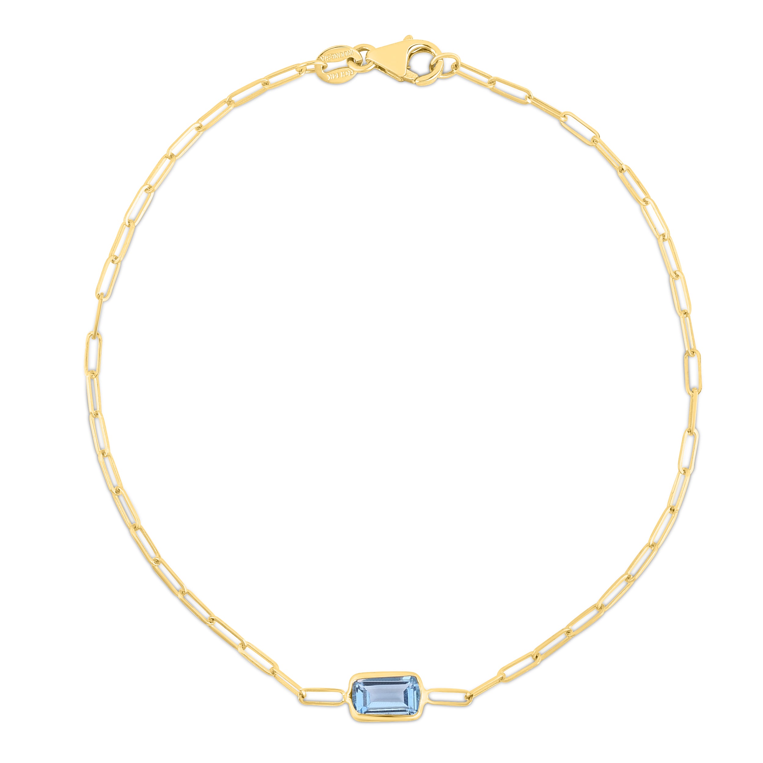 Royal Chain 14K Blue Topaz Paperclip Bracelet C15550