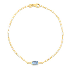 Royal Chain 14K Blue Topaz Paperclip Bracelet C15550